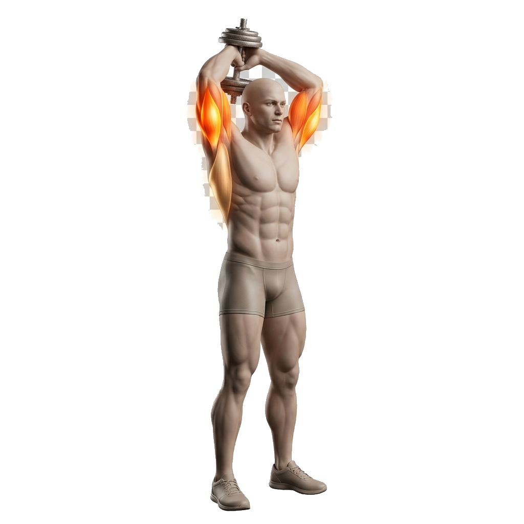 Overhead DB tricep extension anatomy diagram.