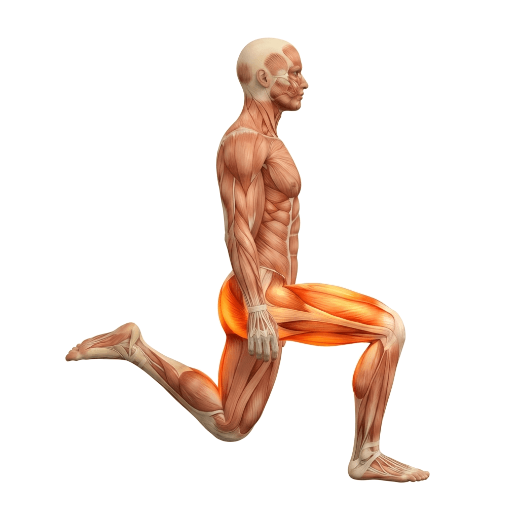 Bulgarian split squat anatomy diagram.